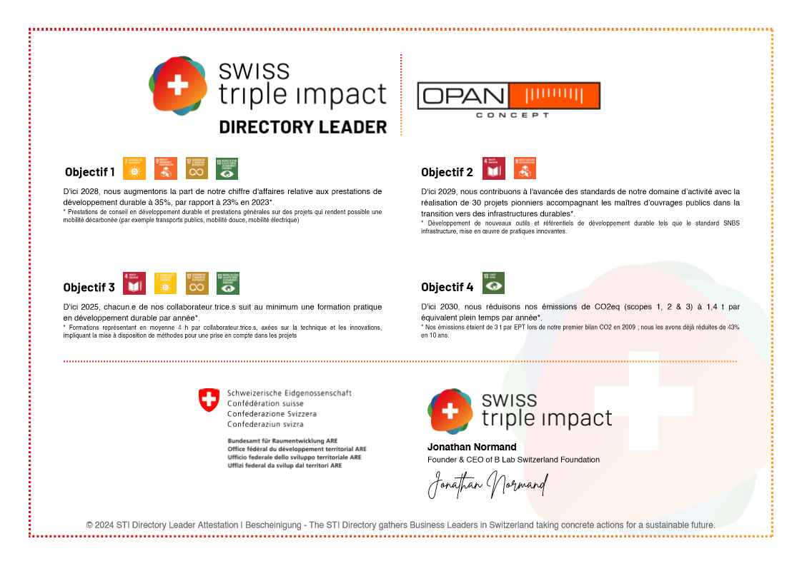 Image - OPAN concept, acteur engagé du programme Swiss Triple Impact !